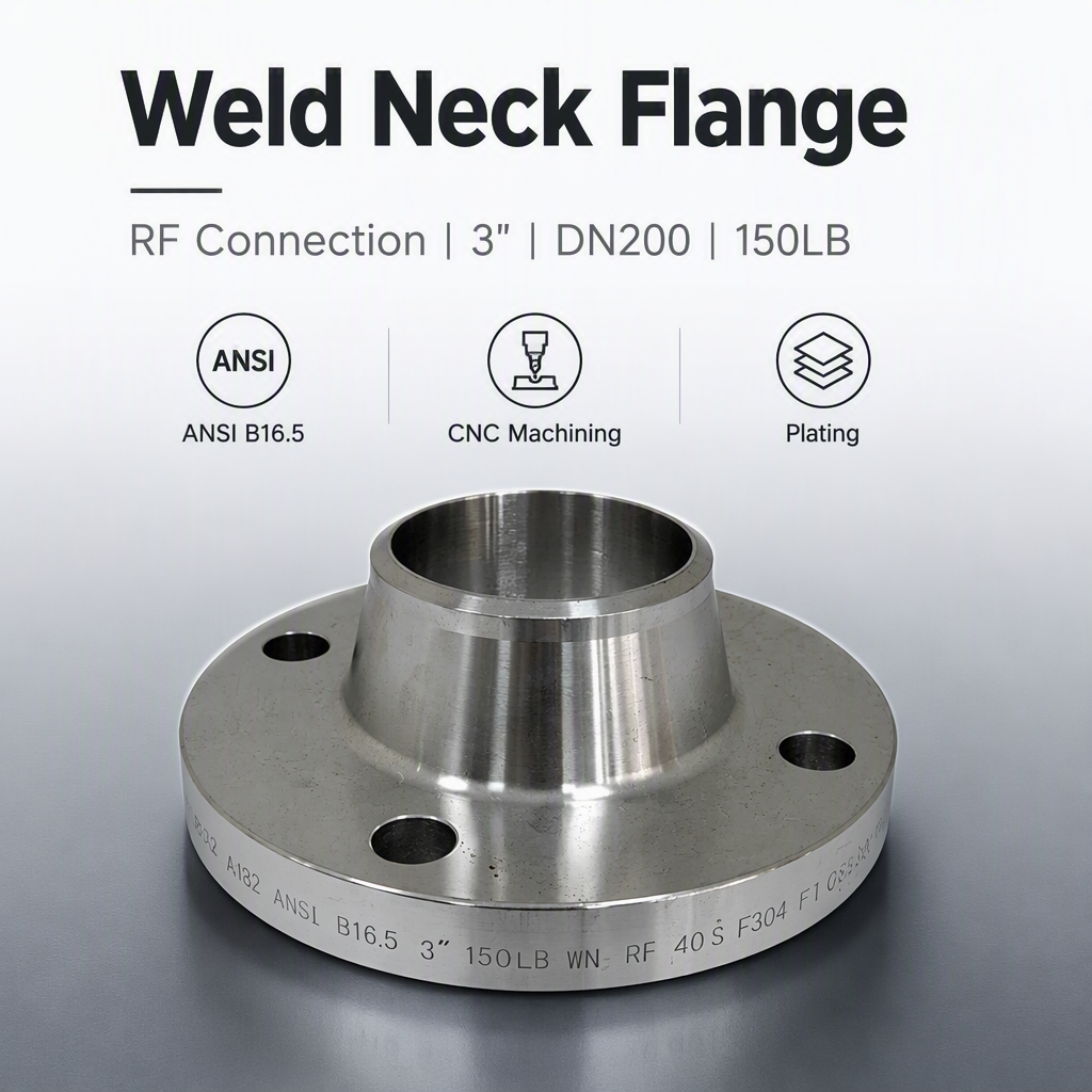 Carbon Steel A105 Weld Neck Flange ANSI B16.5 Class 300 RF Pipeline Flange for Power Industry