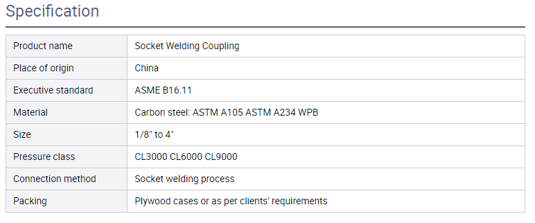 High Quality ASME B16.11 ASTM A105 Forged Carbon Steel High Pressure Socket Welding Coupling Pipe Fittings
