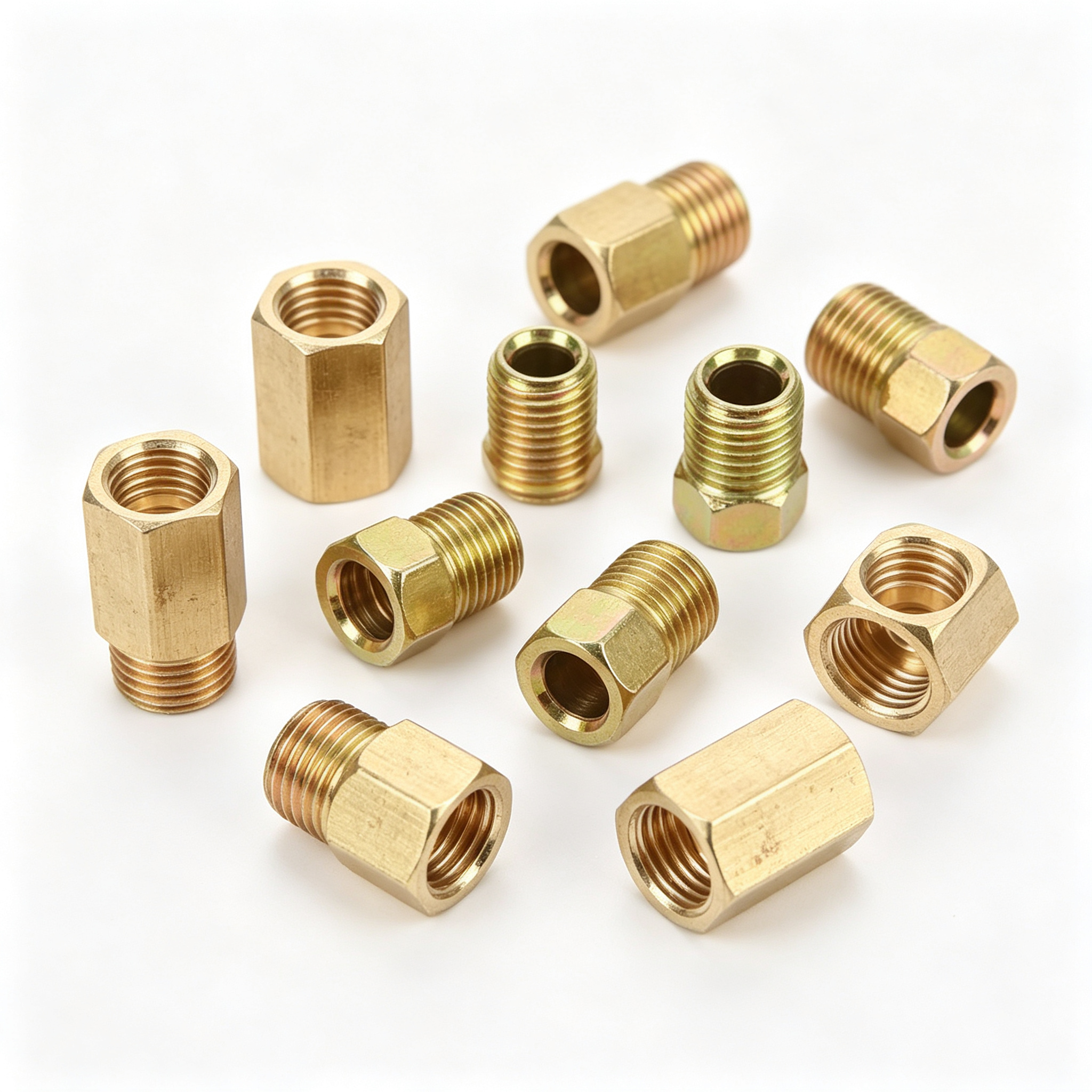 Brass Water Threaded Forged Pipe Fittings Plumber System Straight Hex Nipple Coupler Adapter NPT Male Non-swivel Socket Smooth
