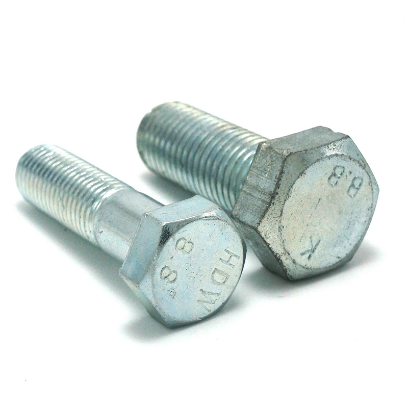 Galvanized/Plain Steel Hex Bolts DIN933 M4-M24 8.8 Grade for Door & Roof Applications