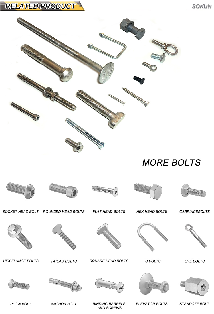 Galvanized/Plain Steel Hex Bolts DIN933 M4-M24 8.8 Grade for Door & Roof Applications
