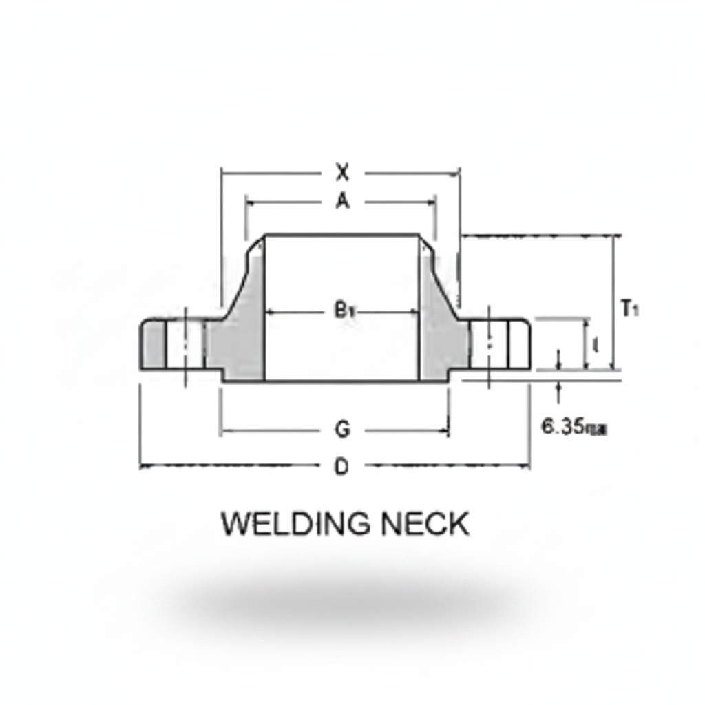 Customized Carbon Steel Forged Plate Slip on Weld Neck Blind Flange Technical Drawing