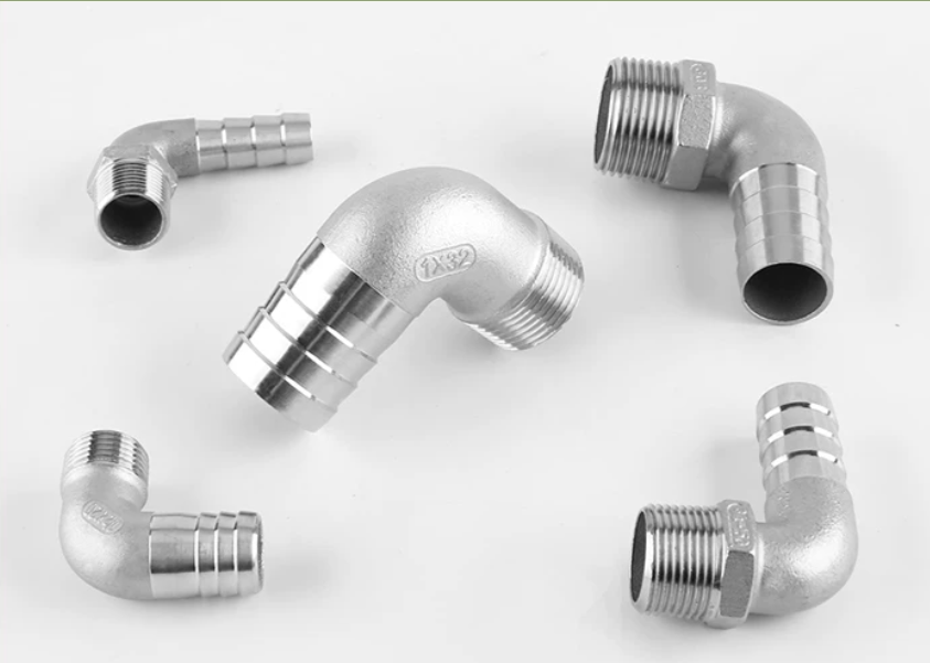 YABOOSS 304 316L Stainless Steel Low Smooth 90 Degree Female Thread Barbed Elbow Hose Barb Threaded Pipe Fittings Factory Direct