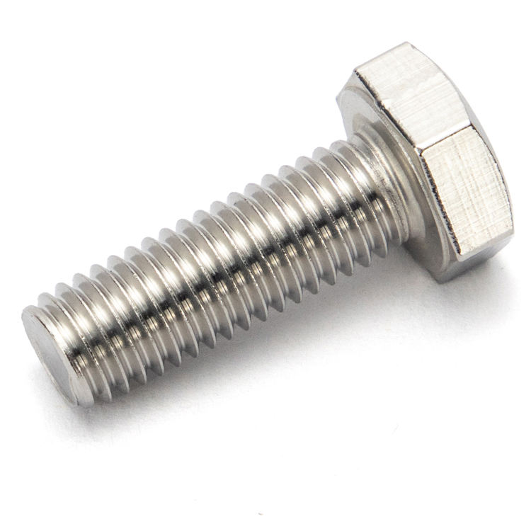 316L Stainless Steel DIN933 Hex Bolt A4-70 Full Thread Hexagon Head Bolt for Engineering Assembly