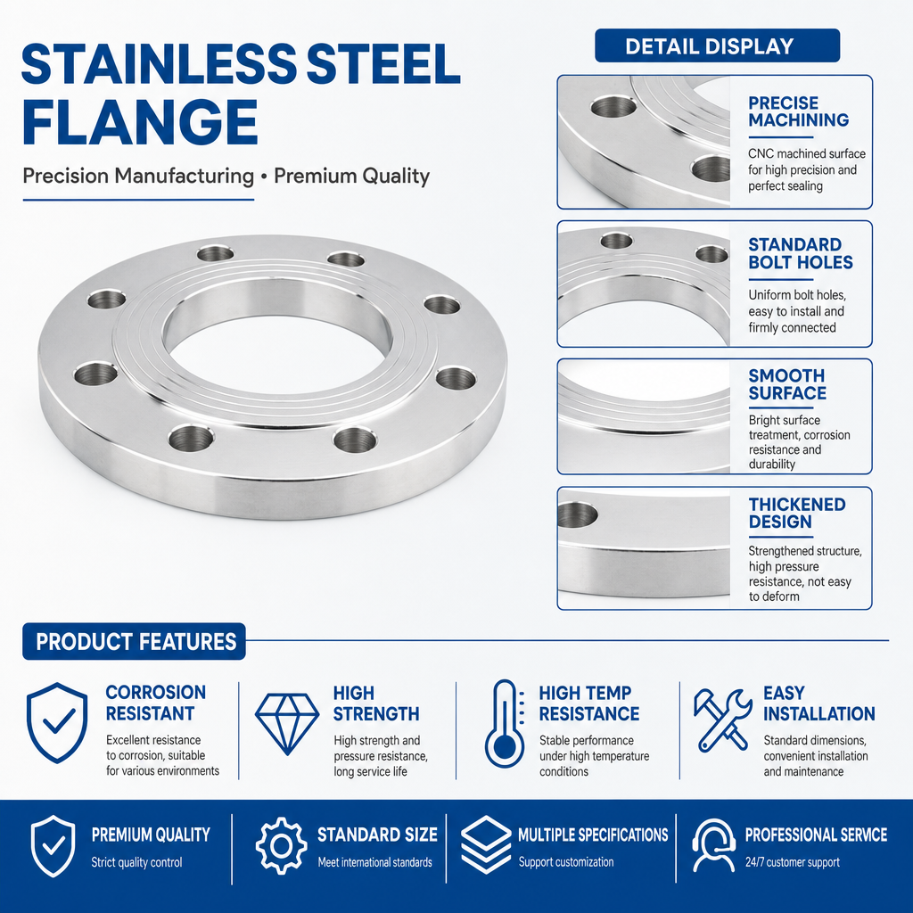 OEM Custom Class 150 300 600 2500 Stable Structure Slip-on Stainless Steel Flat Face Flange for Fluid Chemical Pipeline
