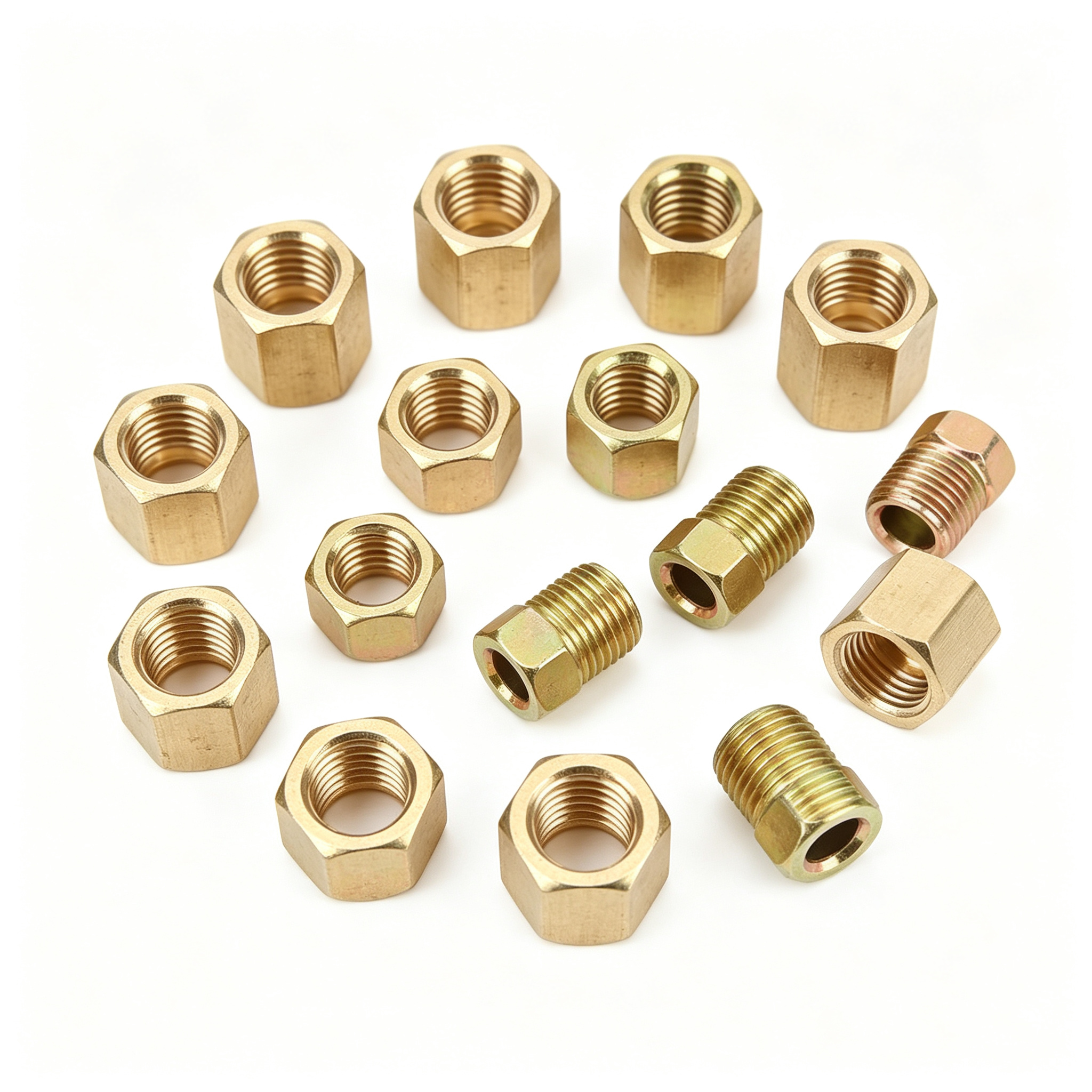 Brass Water Threaded Forged Pipe Fittings Plumber System Straight Hex Nipple Coupler Adapter NPT Male Non-swivel Socket Smooth