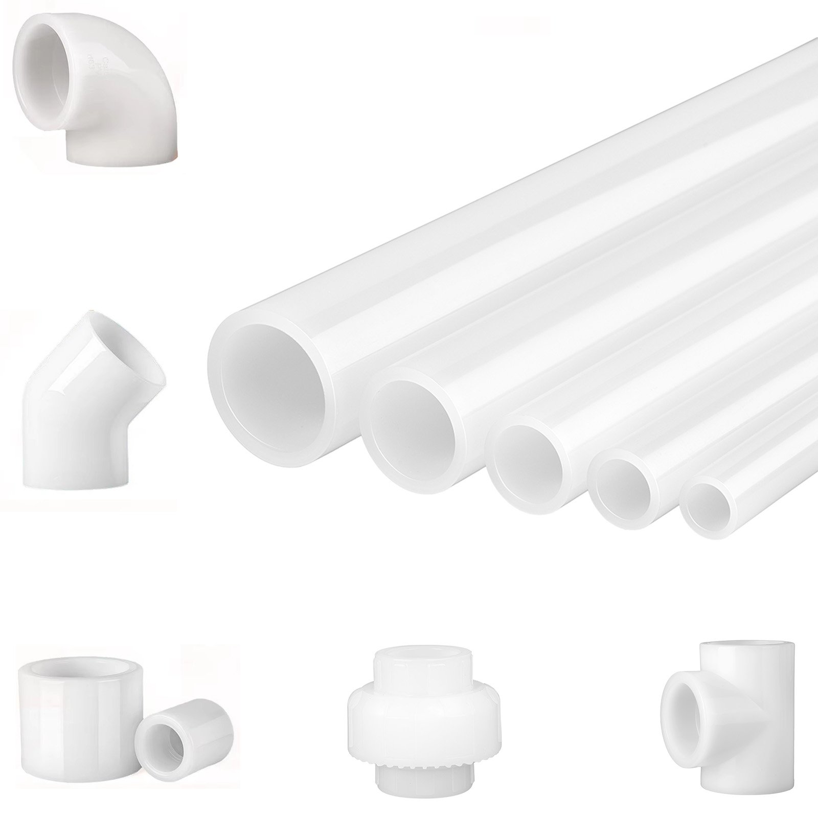 1/2''-4'' PVDF Pipe Fitting 45/90 Degree Elbow Tee Water Pipe Union Valve for Industrial