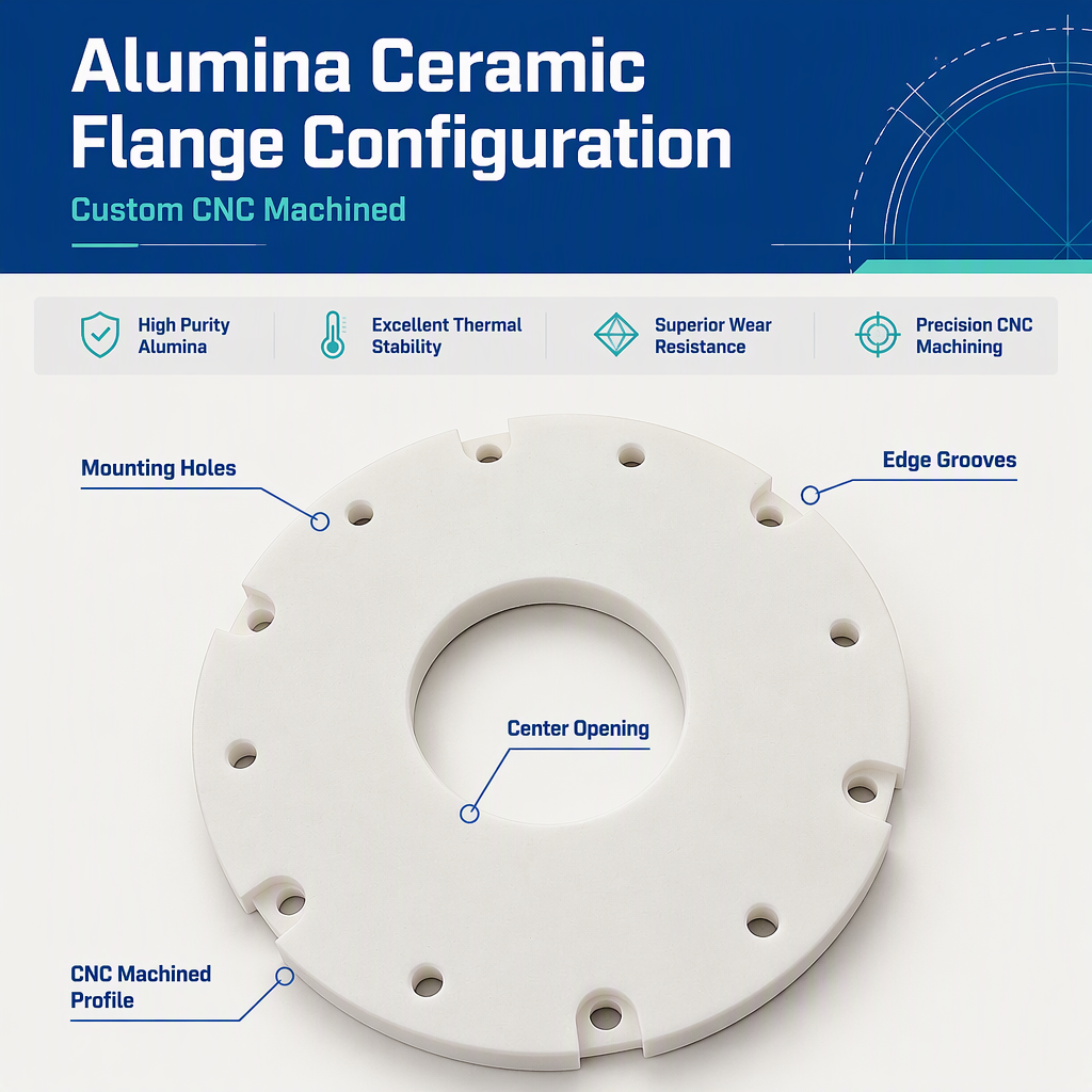 Alumina Ceramic Flange Plate Perforated Ceramic Flange Multi-hole Ceramic Mounting Ring Alumina Ceramic Flange Gasket