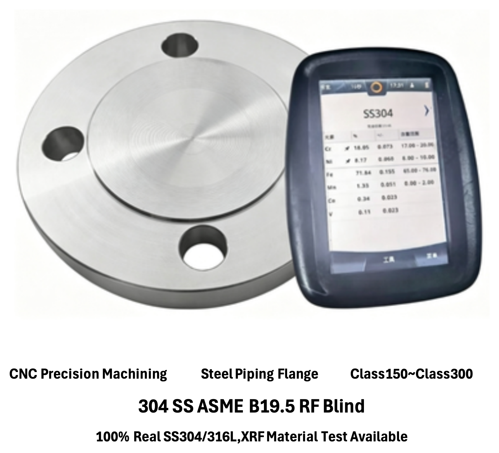 ASME B16.5 RF Blind Flange 304 316L Stainless Steel Forged Blind Flange Class150 RF Blank Flange For Pipeline End Cap