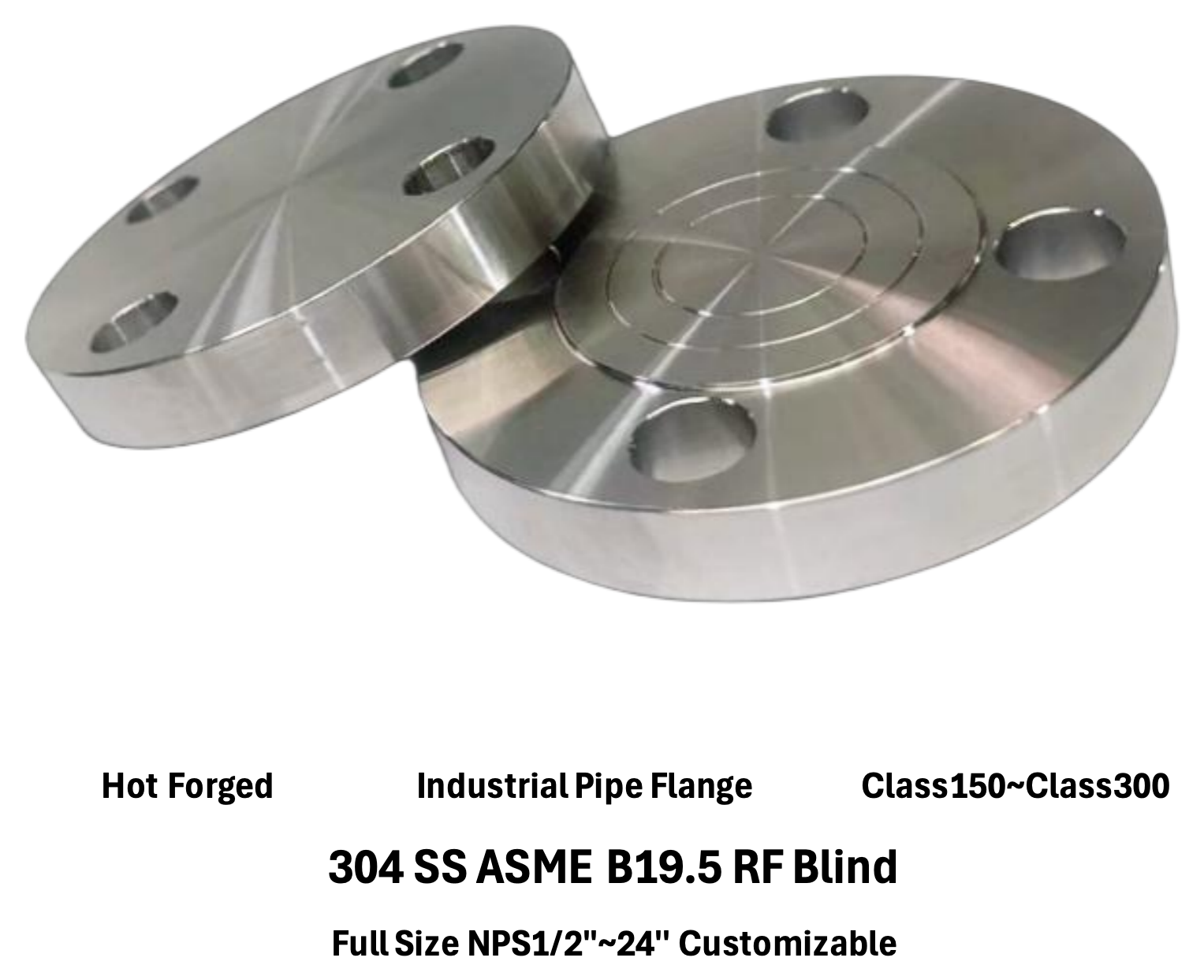 ASME B16.5 RF Blind Flange 304 316L Stainless Steel Forged Blind Flange Class150 RF Blank Flange For Pipeline End Cap
